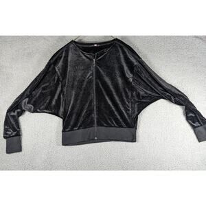 Juicy Couture Top Womens Size Small Black Sparkle Full Zip Crop Top